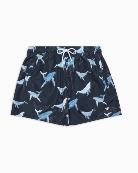 Armani Bañador tipo pantalón corto con estampado Sea Animals
