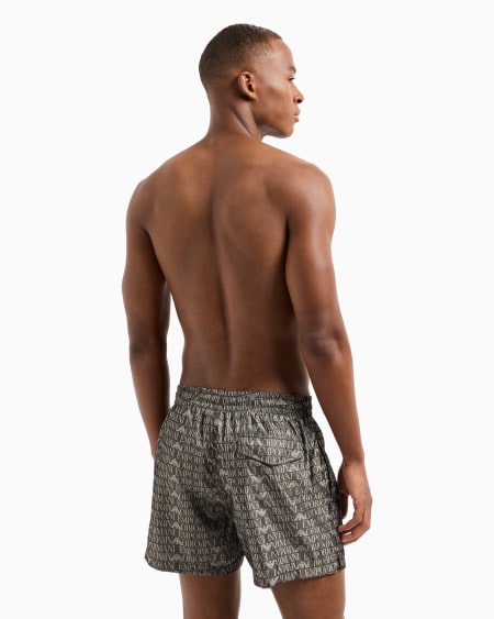 Armani Bañador Tipo Pantalón Corto Con Logotipo Integral En Tejido Jacquard
