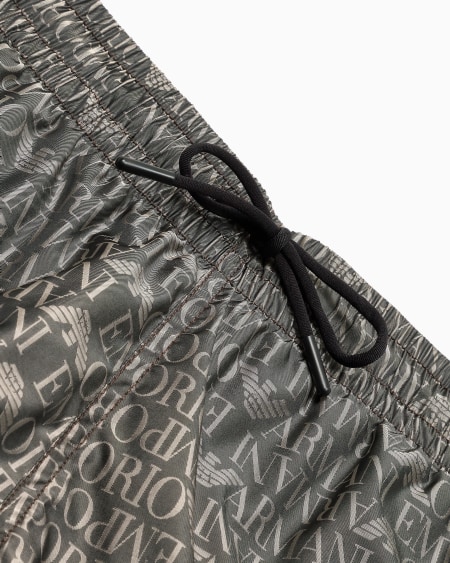 Armani Bañador Tipo Pantalón Corto Con Logotipo Integral En Tejido Jacquard