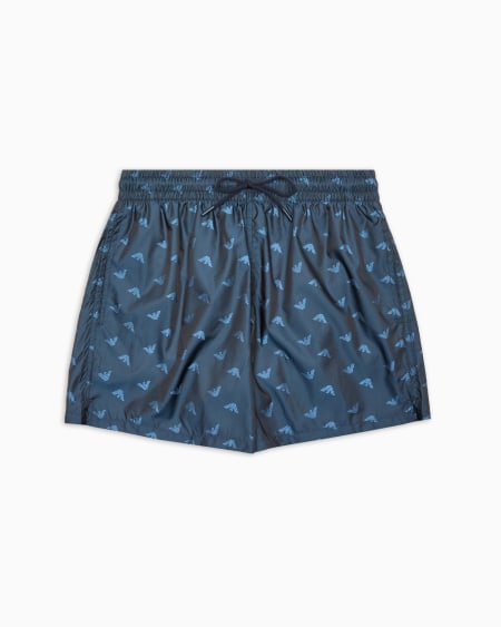 Armani Bañador tipo pantalón corto con logotipo integral en tejido jacquard