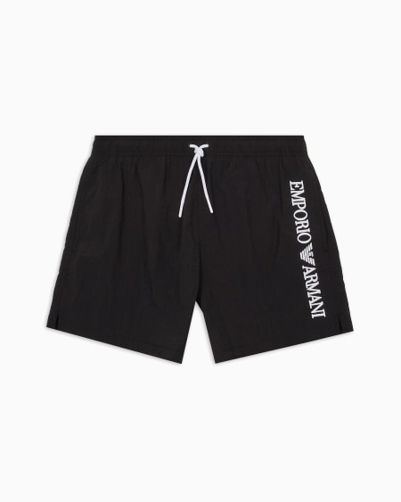 Armani Bañador tipo pantalón corto con logotipo vertical bordado