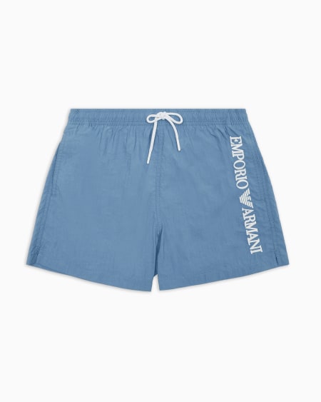 Armani Bañador tipo pantalón corto con logotipo vertical bordado