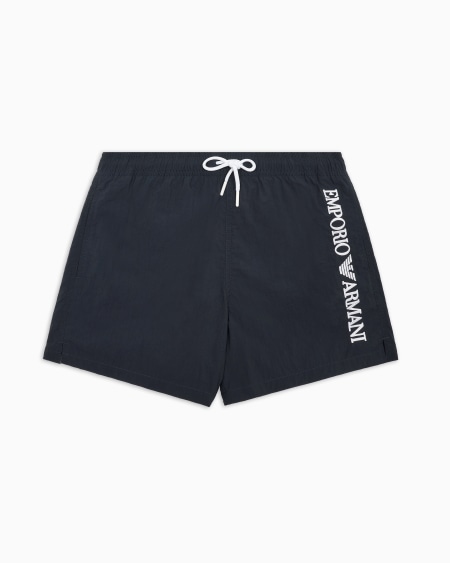Armani Bañador tipo pantalón corto con logotipo vertical bordado