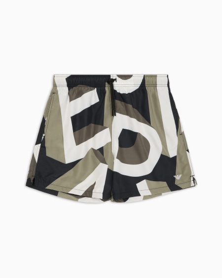 Armani Bañador tipo pantalón corto con macroinscripción