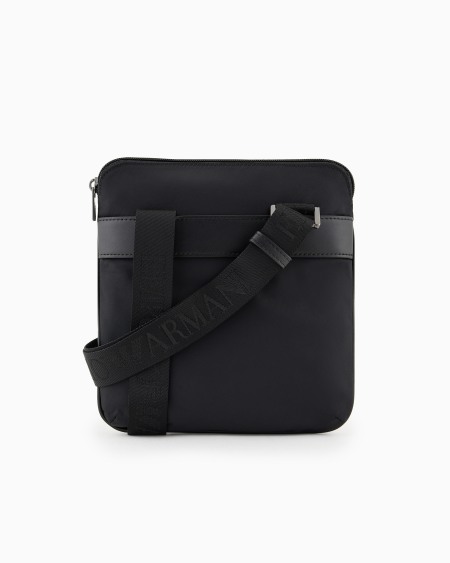 Armani Bandolera Plana En Nailon Reciclado Armani Sustainability Values