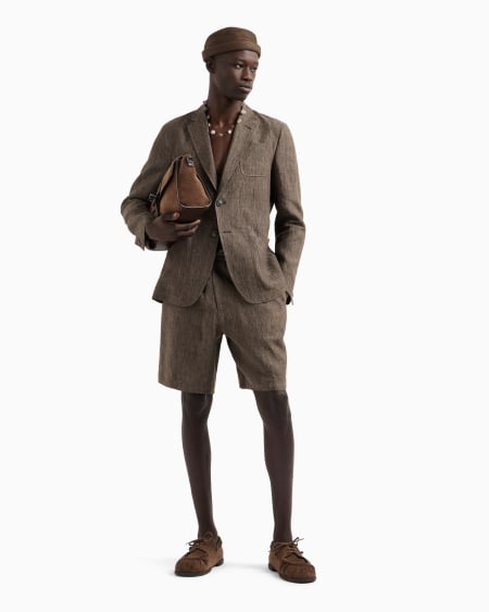 Armani Bermudas Con Cordón De Lino Desteñido Con Tacto De Crepé