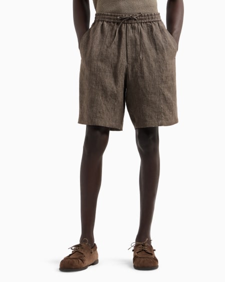 Armani Bermudas Con Cordón De Lino Desteñido Con Tacto De Crepé