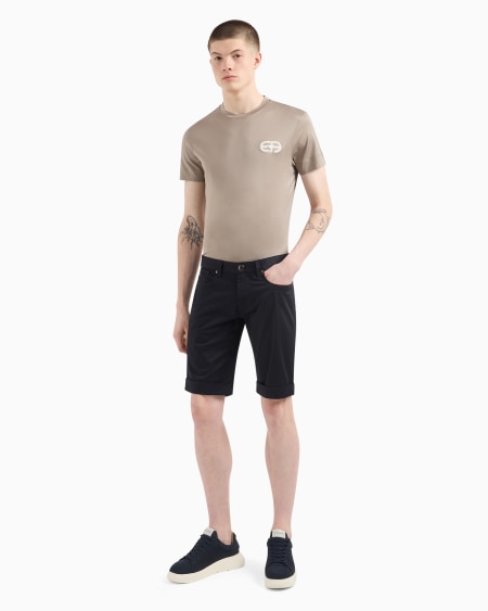 Armani Bermudas De Cómodo Algodón Brillante Con Vuelta En El Bajo