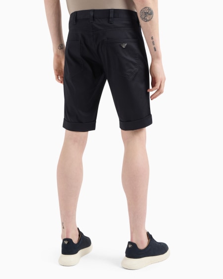 Armani Bermudas De Cómodo Algodón Brillante Con Vuelta En El Bajo