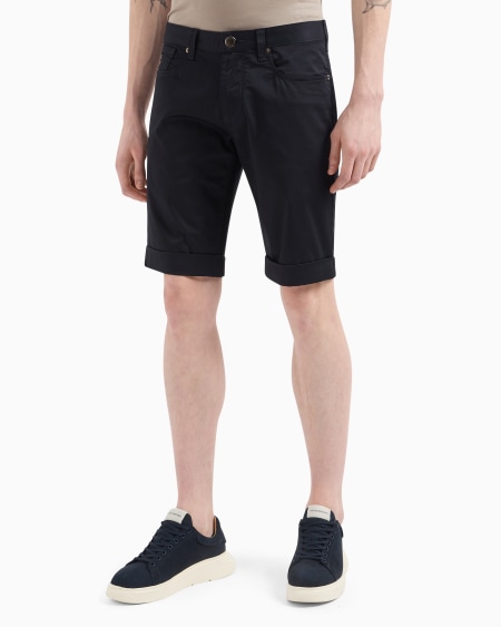 Armani Bermudas De Cómodo Algodón Brillante Con Vuelta En El Bajo