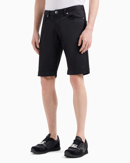 Armani Bermudas De Cómodo Algodón Brillante Con Vuelta En El Bajo