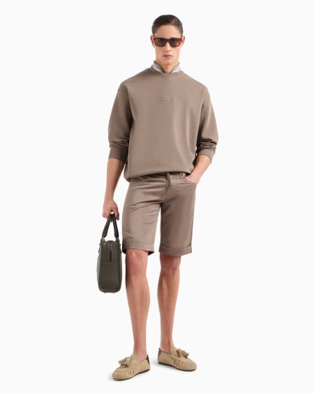 Armani Bermudas De Cómodo Algodón Brillante Con Vuelta En El Bajo