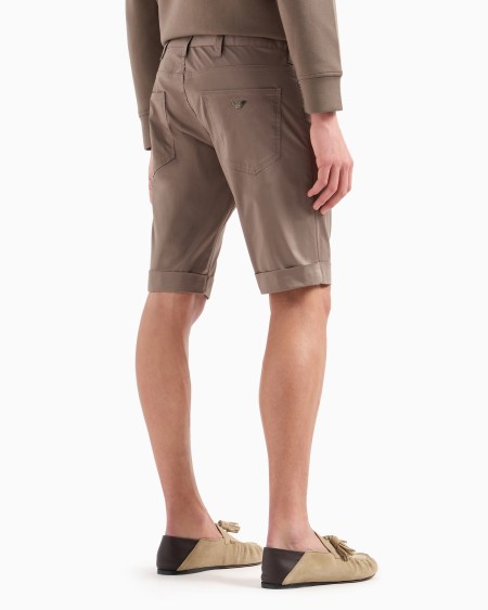 Armani Bermudas De Cómodo Algodón Brillante Con Vuelta En El Bajo