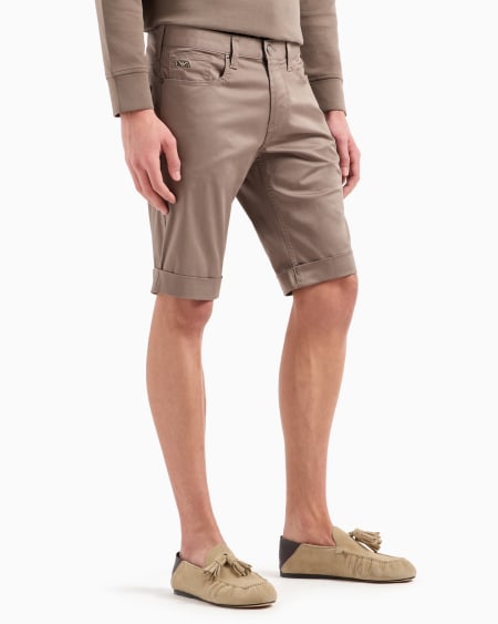 Armani Bermudas De Cómodo Algodón Brillante Con Vuelta En El Bajo