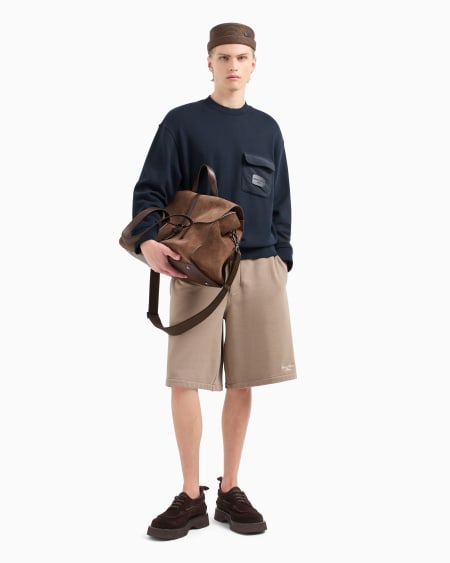 Armani Bermudas De Punto De Felpa Con Logotipo Bordado