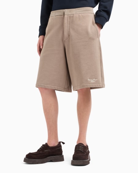 Armani Bermudas De Punto De Felpa Con Logotipo Bordado
