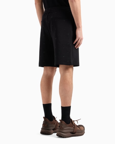 Armani Bermudas De Punto Doble Con Microáguilas Bordadas Por Toda La Prenda