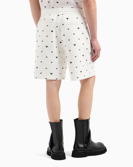 Armani Bermudas De Punto Doble Con Microáguilas Bordadas Por Toda La Prenda