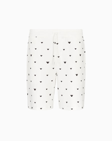 Armani Bermudas de punto doble con microáguilas bordadas por toda la prenda