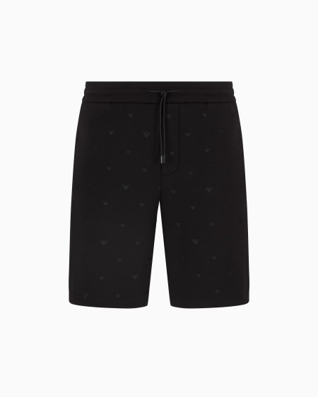Armani Bermudas de punto doble con microáguilas bordadas por toda la prenda