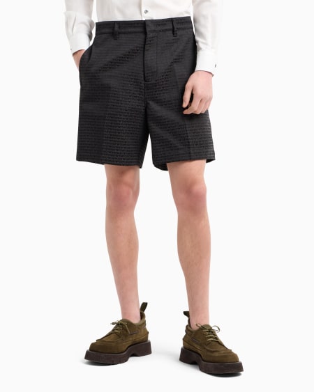 Armani Bermudas De Tejido Jacquard Con Inscripción Por Toda La Prenda