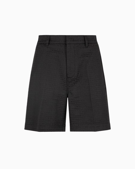 Armani Bermudas de tejido jacquard con inscripción por toda la prenda