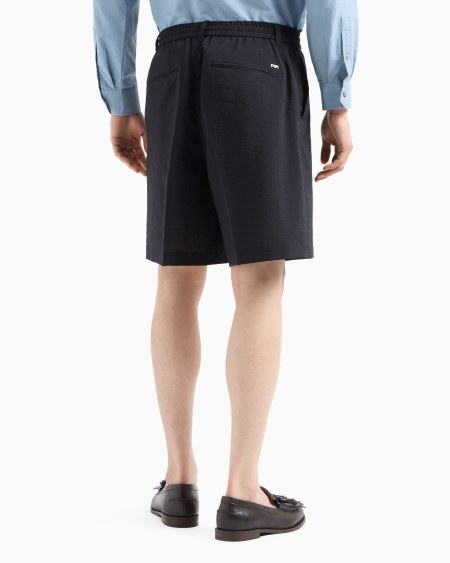 Armani Bermudas En Sirsaca De Nailon Con Elástico En La Parte Trasera