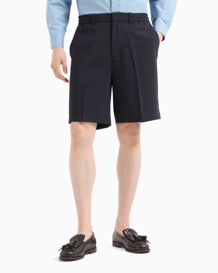 Armani Bermudas En Sirsaca De Nailon Con Elástico En La Parte Trasera