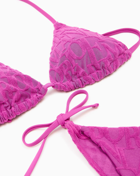 Armani Bikini De Triángulo Con Relleno En Tejido Jacquard Reciclado Con Llamativo Motivo Integral De Logotipo En 3D ASV