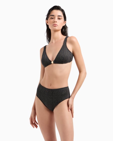 Armani Bikini De Triángulo Tipo Vela En Lúrex Con Relleno Y Estampado