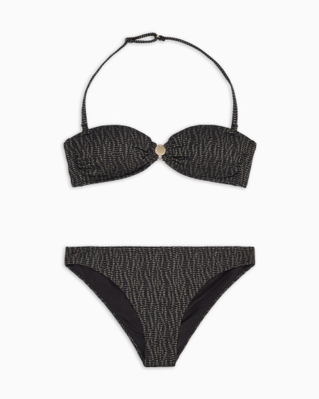 Armani Bikini tipo bandeau con relleno y estampado de lúrex