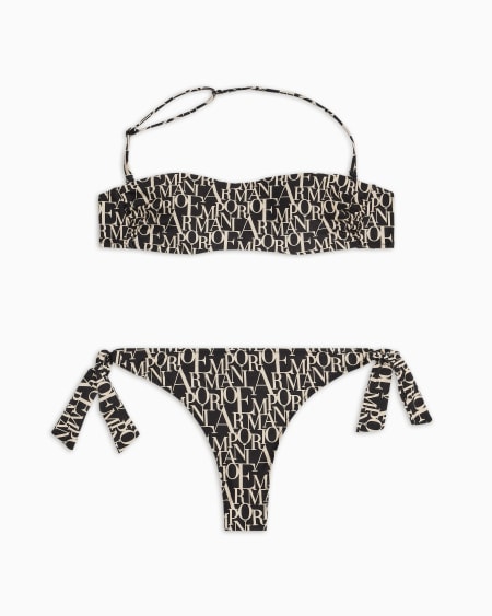 Armani Bikini tipo bandeau con relleno y estampado Logomania