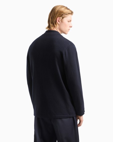 Armani Blazer Con Cuello De Tira De Punto Jersey Vanisé De Lana Virgen