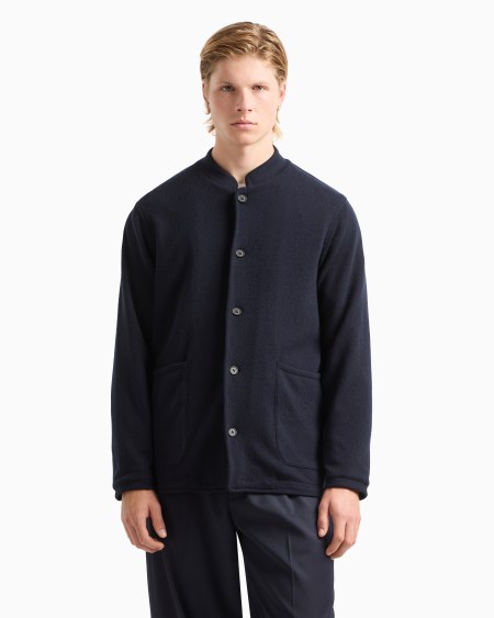 Armani Blazer Con Cuello De Tira De Punto Jersey Vanisé De Lana Virgen