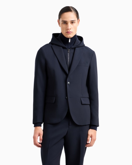 Armani Blazer Con Pechera Y Capucha En Mezcla De Viscosa