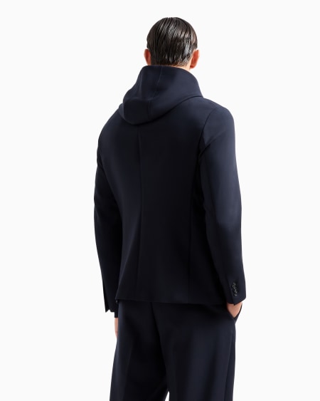 Armani Blazer Con Pechera Y Capucha En Mezcla De Viscosa
