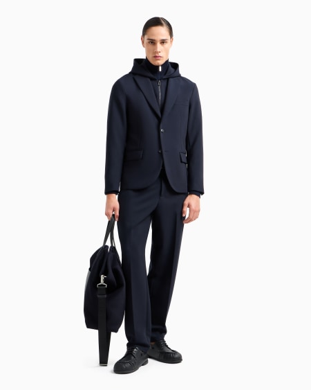 Armani Blazer Con Pechera Y Capucha En Mezcla De Viscosa