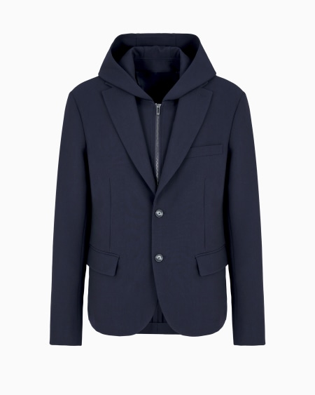 Armani Blazer con pechera y capucha en mezcla de viscosa