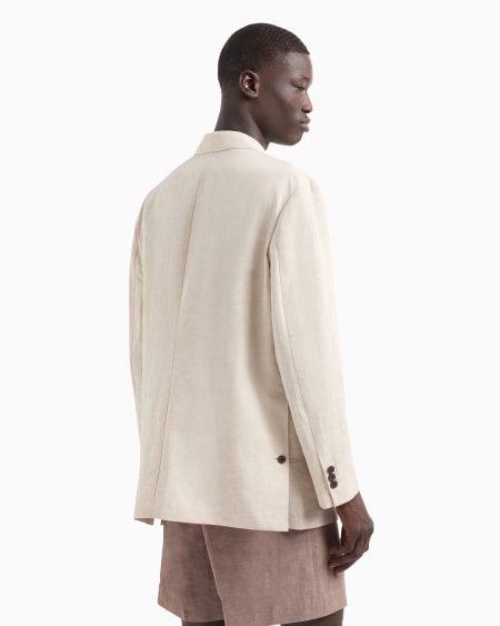 Armani Blazer De Abotonadura Doble En Mezcla De Lino