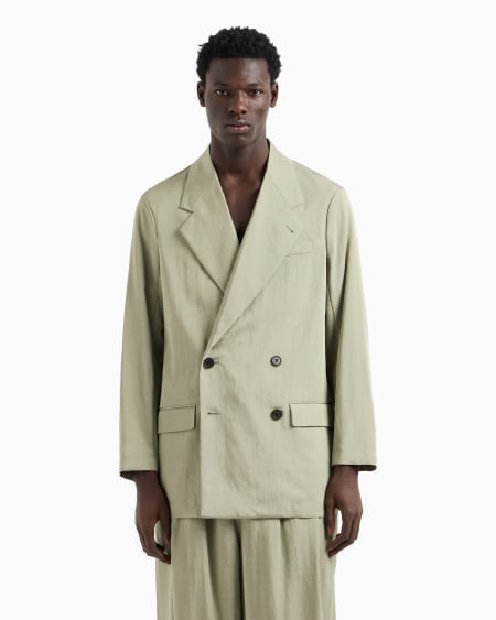 Armani Blazer De Abotonadura Doble En Nailon Y Viscosa