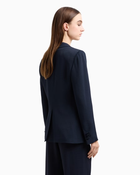 Armani Blazer De Abotonadura Sencilla Confeccionado En Mezcla De Acetato Con Fantasía Chevrón Icon