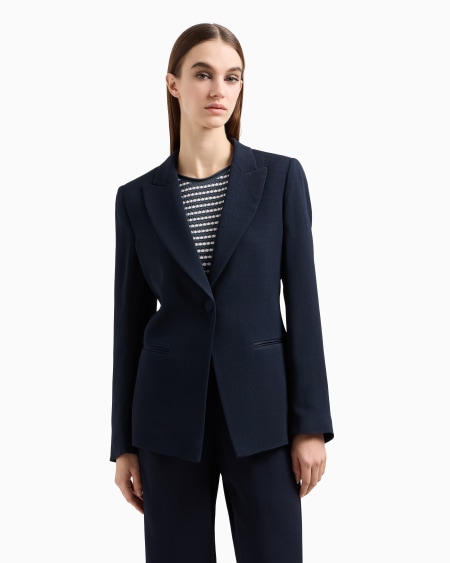 Armani Blazer De Abotonadura Sencilla Confeccionado En Mezcla De Acetato Con Fantasía Chevrón Icon