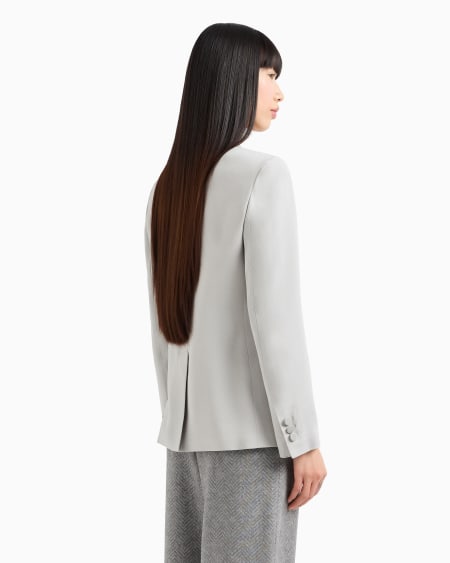 Armani Blazer De Abotonadura Sencilla Confeccionado En Mezcla De Acetato Con Fantasía Chevrón Icon