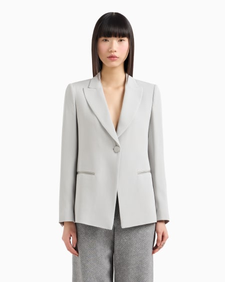 Armani Blazer De Abotonadura Sencilla Confeccionado En Mezcla De Acetato Con Fantasía Chevrón Icon