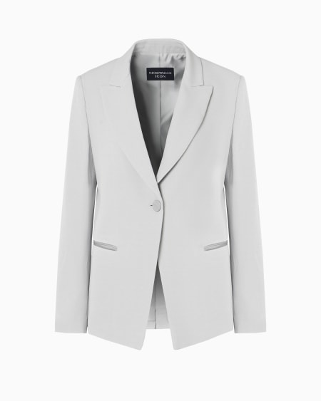Armani Blazer de abotonadura sencilla confeccionado en mezcla de acetato con fantasía chevrón Icon