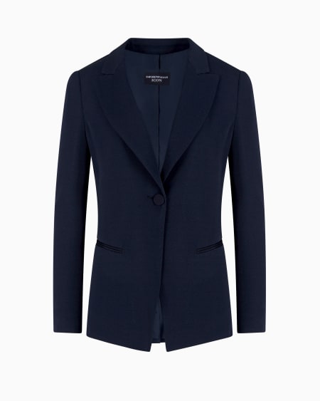 Armani Blazer de abotonadura sencilla confeccionado en mezcla de acetato con fantasía chevrón Icon
