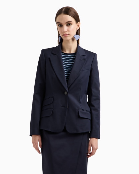 Armani Blazer De Abotonadura Sencilla De Algodón Elástico Compacto