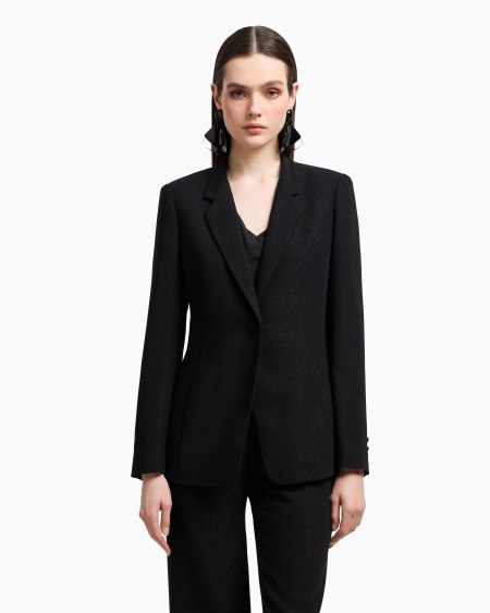 Armani Blazer De Abotonadura Sencilla De Crepé De Lúrex