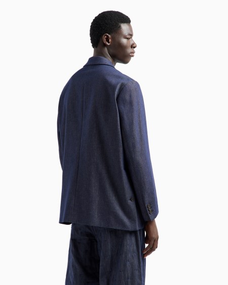 Armani Blazer De Abotonadura Sencilla En Denim De Mezcla De Lyocell ASV