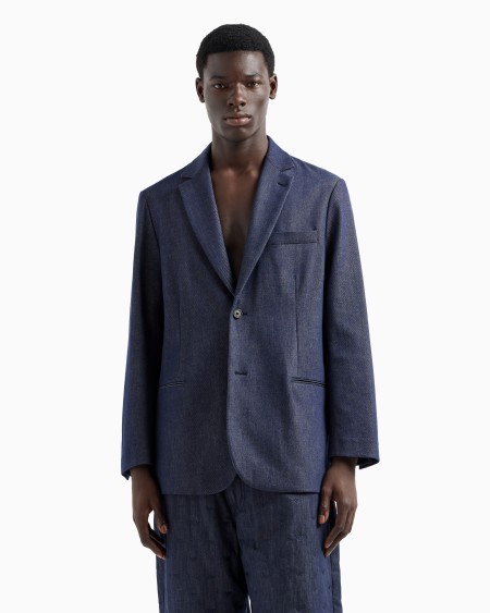 Armani Blazer De Abotonadura Sencilla En Denim De Mezcla De Lyocell ASV